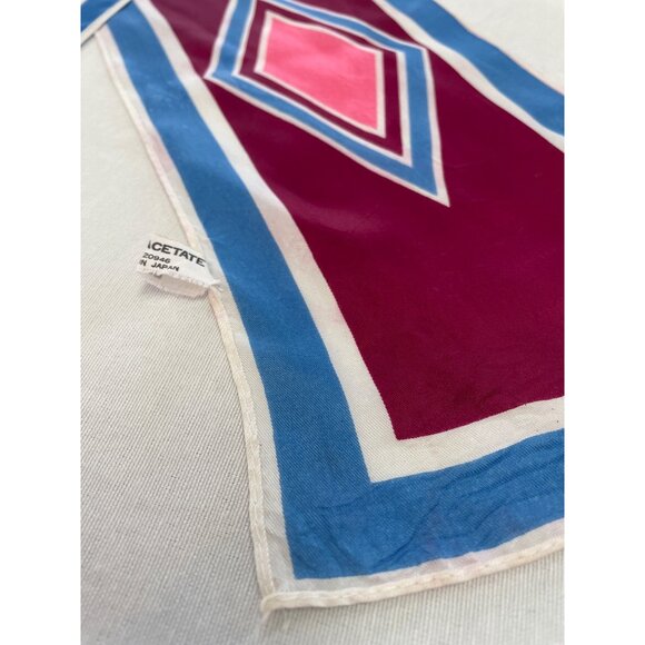 Vintage Colorful Geometric Diamond Patterned Acetate Scarf Japan Skinny - Picture 4 of 7
